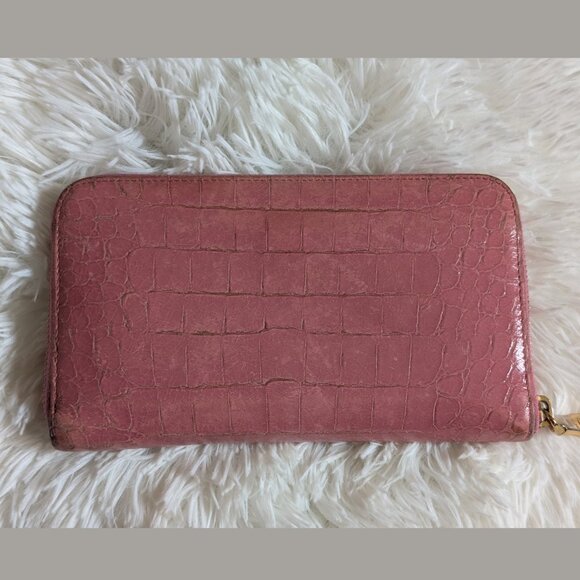 Miu Miu, Croc Embossed Leather Continental Wallet, Pink - Picture 2 of 12
